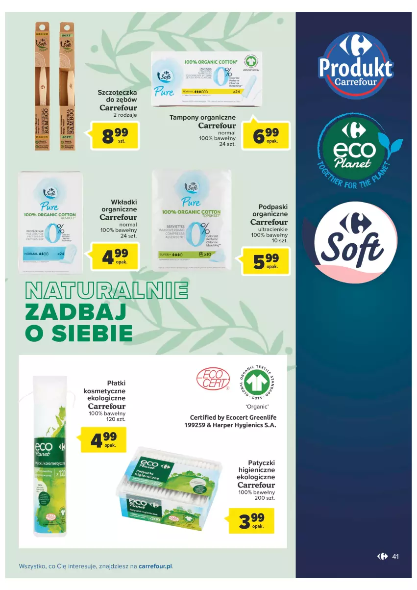 Gazetka promocyjna Carrefour - Gazetka Carrefour Zyskoteka - ważna 04.10 do 08.10.2022 - strona 41 - produkty: Podpaski, Ser, Szczoteczka, Tampony, Wkładki