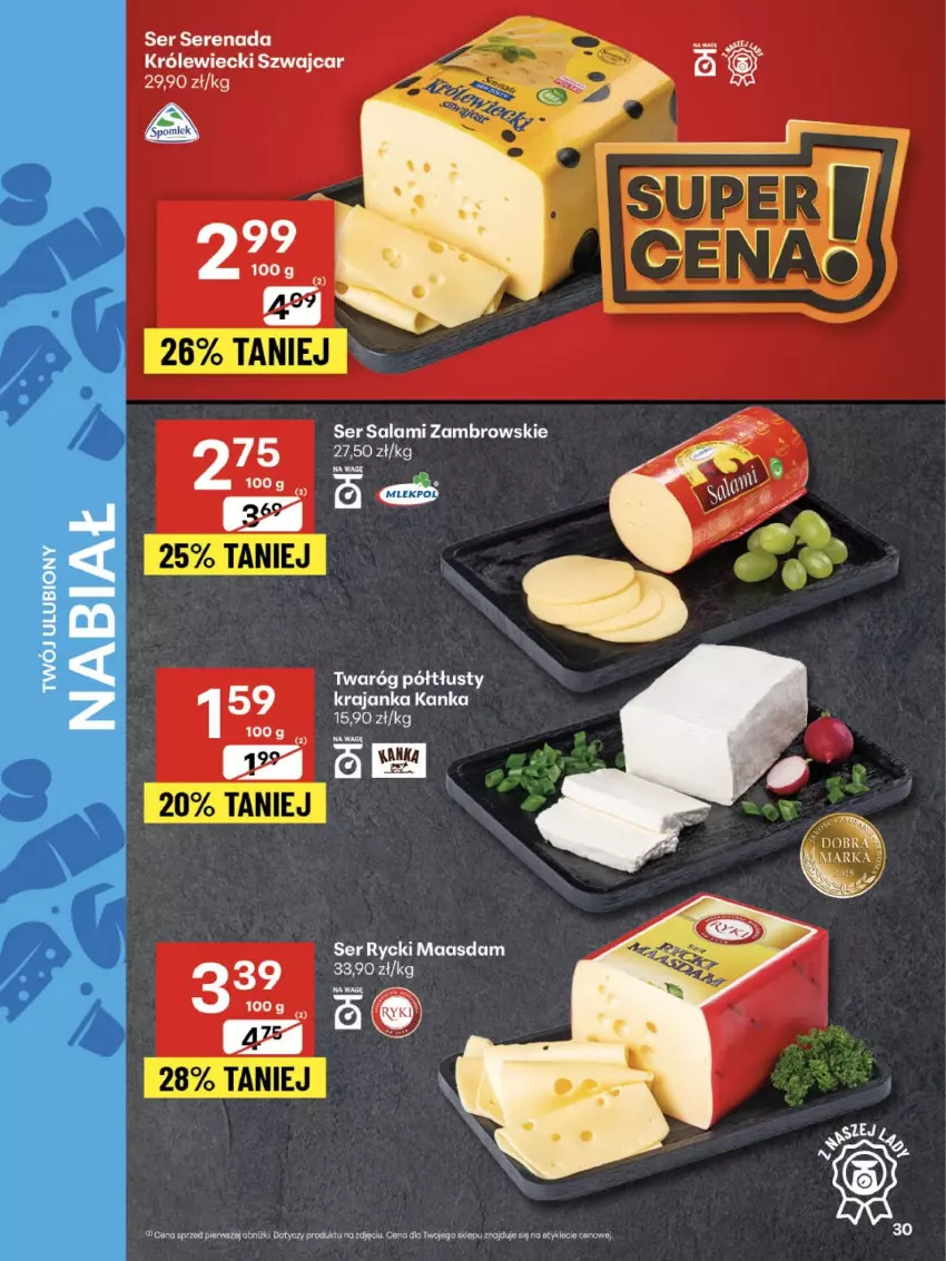 Gazetka promocyjna Delikatesy Centrum - Franczyza DC35 Czwartek - ważna 28.08 do 03.09.2025 - strona 30 - produkty: Maasdam, Salami, Ser, Ser salami, Twaróg, Twaróg półtłusty