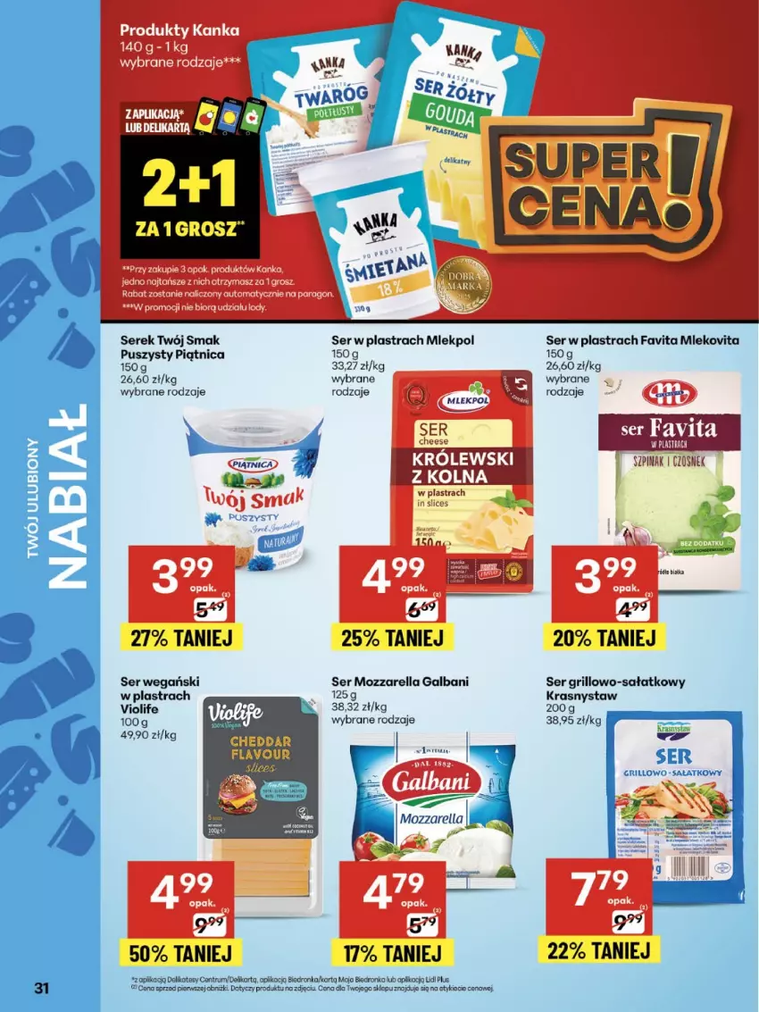 Gazetka promocyjna Delikatesy Centrum - Franczyza DC35 Czwartek - ważna 28.08 do 03.09.2025 - strona 31 - produkty: Czosnek, Dron, Fa, Favita, Galbani, Grill, Królewski, Mleko, Mlekovita, Mozzarella, Piątnica, Rum, Sałat, Ser, Serek, Szpinak, Twój Smak
