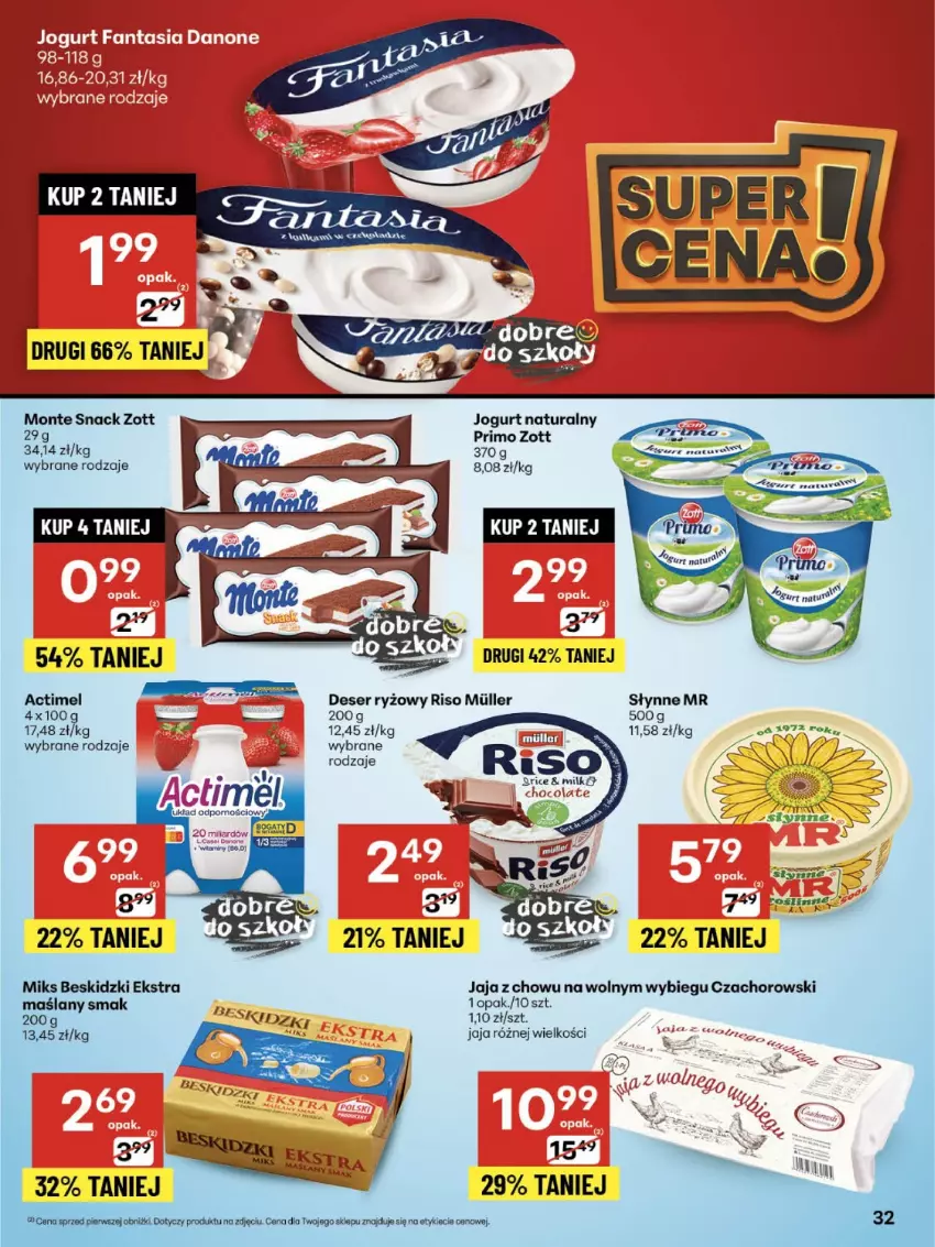 Gazetka promocyjna Delikatesy Centrum - Franczyza DC35 Czwartek - ważna 28.08 do 03.09.2025 - strona 32 - produkty: Actimel, Beskidzki, Deser, Jaja, Jogurt, Jogurt naturalny, Monte, Ryż, Ser, Słynne, Zott