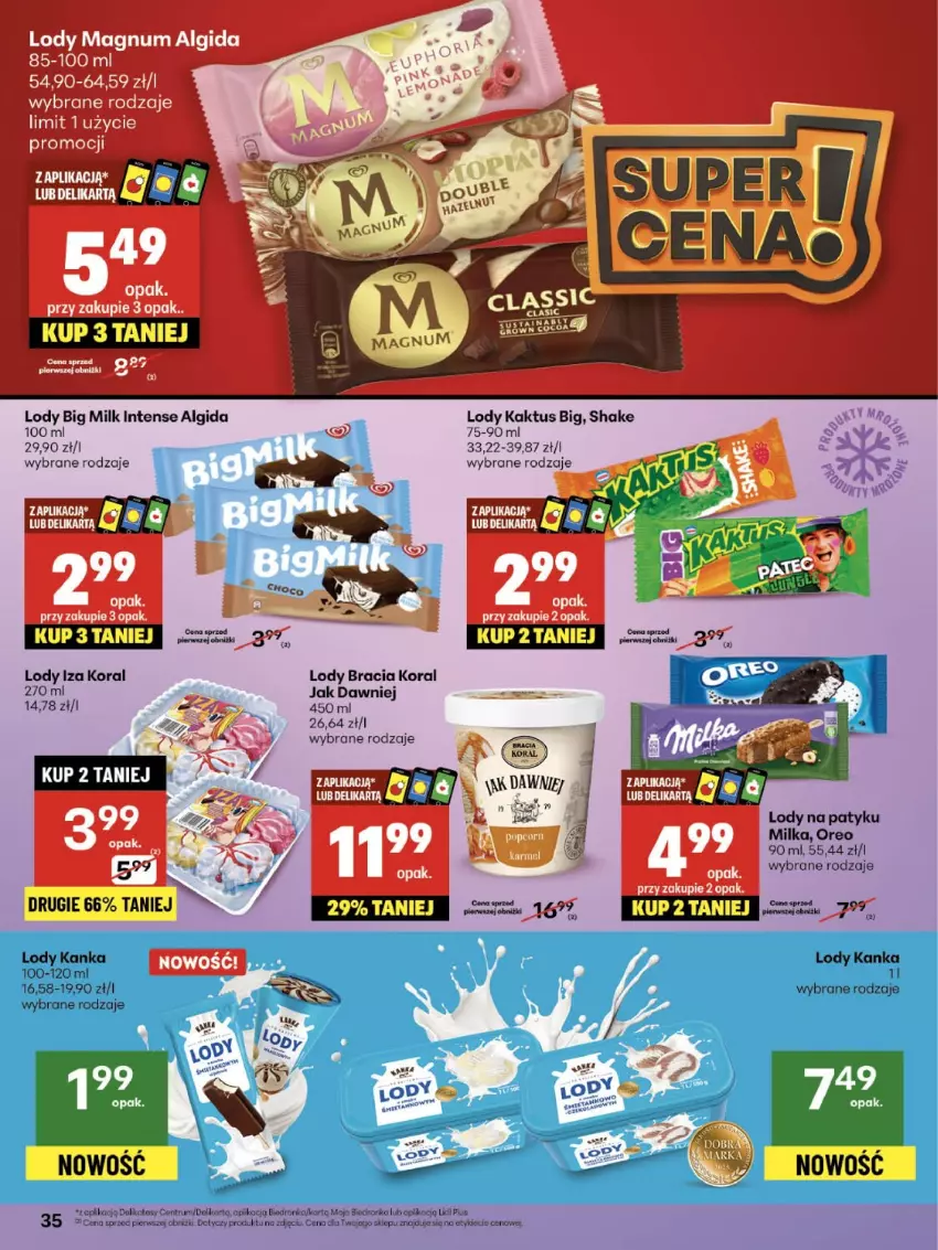 Gazetka promocyjna Delikatesy Centrum - Franczyza DC35 Czwartek - ważna 28.08 do 03.09.2025 - strona 35 - produkty: Algida, Big Milk, Kaktus, Koc, LG, Lody, Milka, Oreo