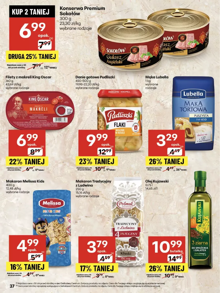 Gazetka promocyjna Delikatesy Centrum - Franczyza DC35 Czwartek - ważna 28.08 do 03.09.2025 - strona 37 - produkty: Bell, Bella, Danie gotowe, Kujawski, Lubella, Mąka, Makaron, Olej, Pudliszki, Rum, Ser, Sok, Sokołów
