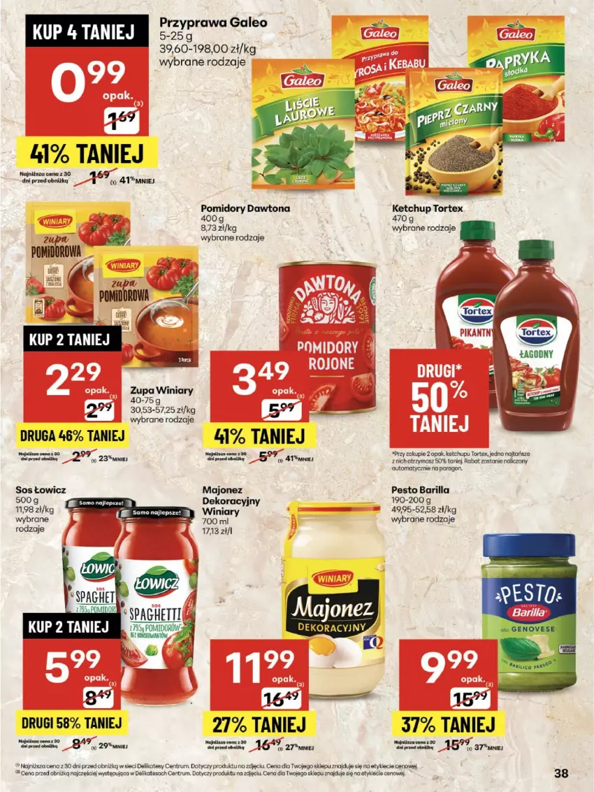 Gazetka promocyjna Delikatesy Centrum - Franczyza DC35 Czwartek - ważna 28.08 do 03.09.2025 - strona 38 - produkty: Barilla, Dawtona, Ketchup, Majonez, Pesto, Pomidory, Rum, Sos, Winiary, Zupa
