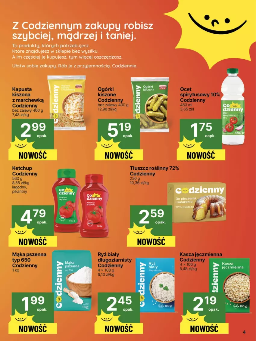 Gazetka promocyjna Delikatesy Centrum - Franczyza DC35 Czwartek - ważna 28.08 do 03.09.2025 - strona 4 - produkty: Kasza, Kasza jęczmienna, Ketchup, Mąka, Mąka pszenna, Ocet, Ryż, Ryż biały, Tłuszcz roślinny