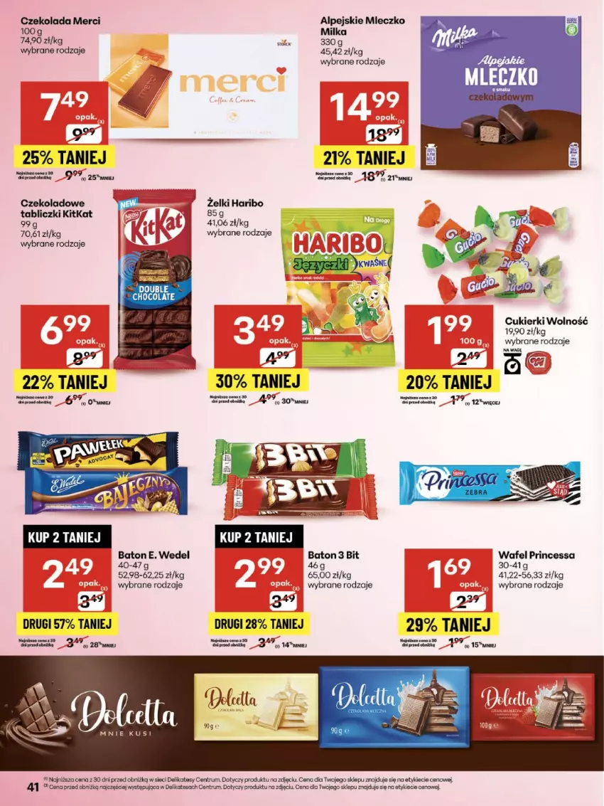 Gazetka promocyjna Delikatesy Centrum - Franczyza DC35 Czwartek - ważna 28.08 do 03.09.2025 - strona 41 - produkty: Baton, Cukier, Cukierki, Czekolada, E. Wedel, Gra, Haribo, Merci, Milka, Mleczko, Princessa, Rum