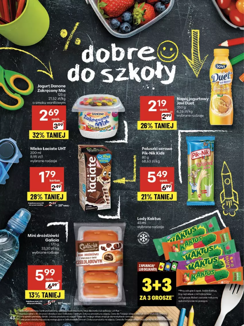 Gazetka promocyjna Delikatesy Centrum - Franczyza DC35 Czwartek - ważna 28.08 do 03.09.2025 - strona 43 - produkty: Danone, Dron, Jogurt, Kaktus, Lody, Mleko, Rum, Ser