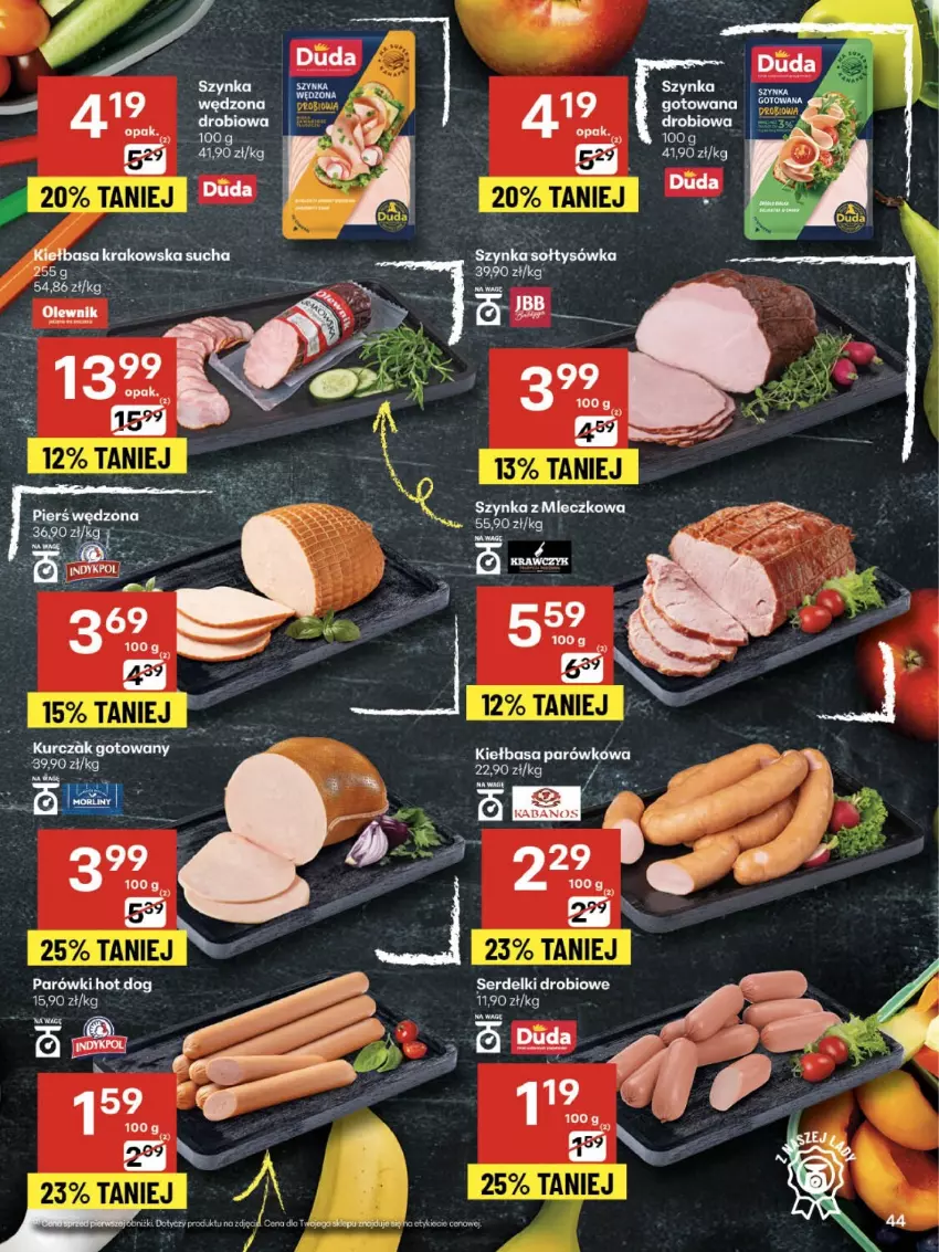 Gazetka promocyjna Delikatesy Centrum - Franczyza DC35 Czwartek - ważna 28.08 do 03.09.2025 - strona 44 - produkty: Fa, Hot dog, Kabanos, Kiełbasa, Kurczak, Kurczak gotowany, Parówki, Parówki hot dog, Ser, Serdelki, Szynka, Top