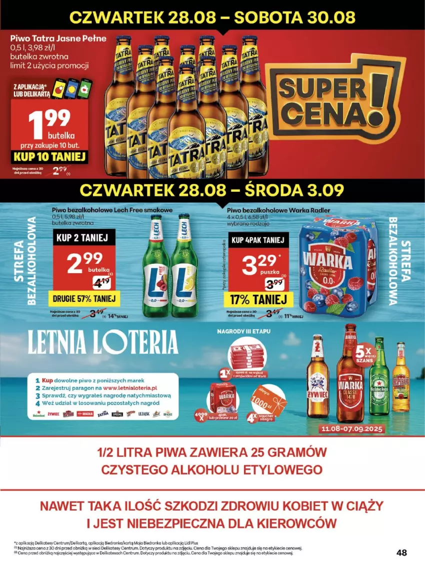 Gazetka promocyjna Delikatesy Centrum - Franczyza DC35 Czwartek - ważna 28.08 do 03.09.2025 - strona 48 - produkty: Dron, Gra, Piec, Piwa, Piwo, Radler, Rum, Tatra, Warka