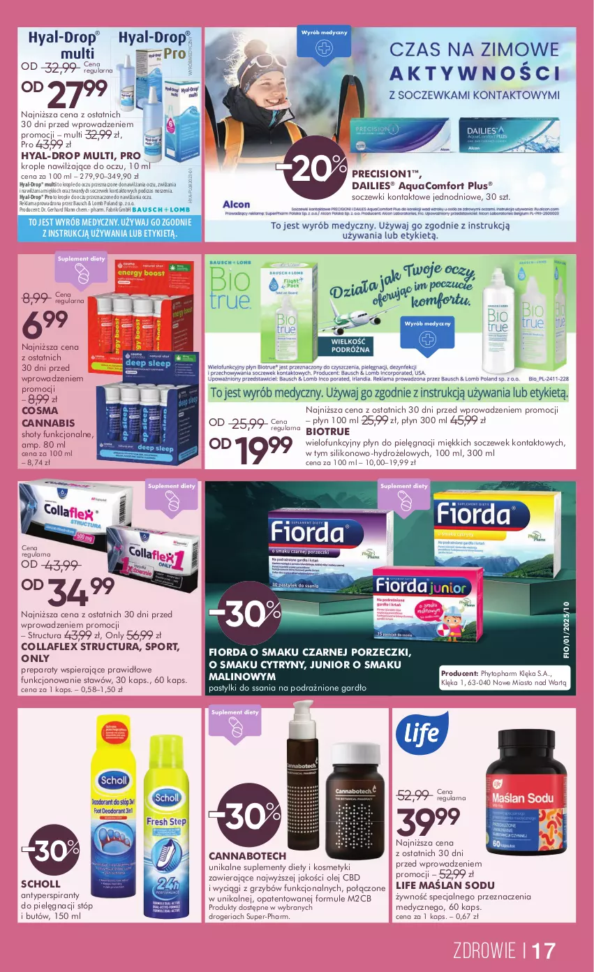 Gazetka promocyjna Super Pharm - Gazetka - ważna 14.02 do 27.02.2025 - strona 17 - produkty: Antyperspirant, Collaflex, Cytryny, Fa, Fiorda, Krople do oczu, Mule, Olej, Pastylki, Phyto, Por, Scholl, Soczewki kontaktowe, Sport, Top, Zdrowie