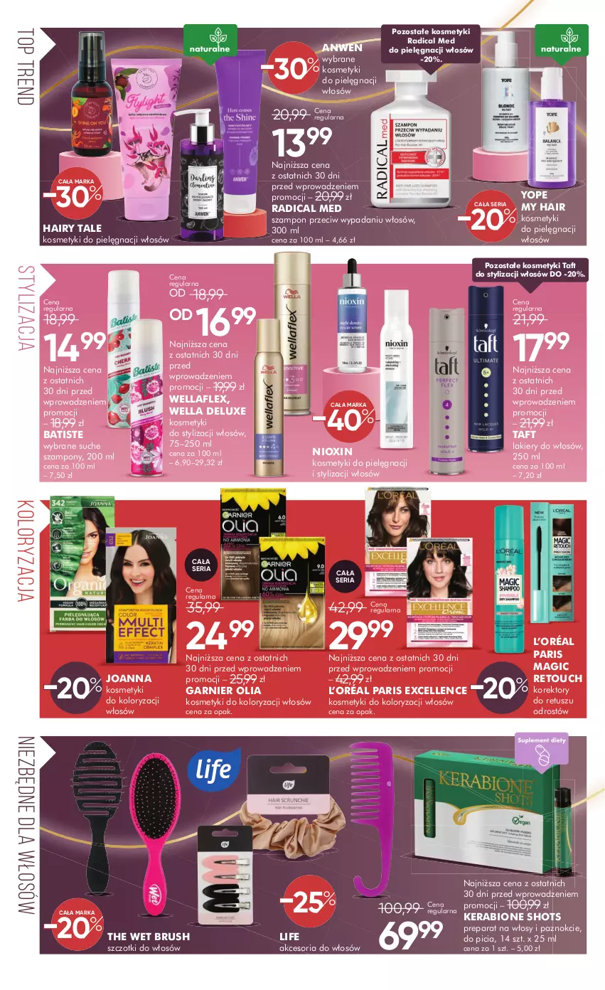 Gazetka promocyjna Super Pharm - Gazetka - ważna 14.02 do 27.02.2025 - strona 4 - produkty: Batiste, Garnier, Joanna, Kosmetyki do pielęgnacji, L’Oréal, Lakier, Ser, Szampon, Taft, Top, Tusz, Wella, Wellaflex, Yope