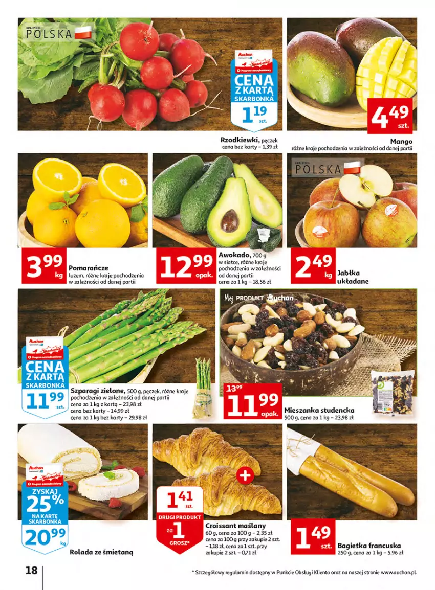 Gazetka promocyjna Auchan - Włoska kuchnia jest w cenie Hipermarkety - ważna 05.05 do 11.05.2022 - strona 18 - produkty: Bagietka, Croissant, Jabłka, Mango, Mieszanka studencka, Pomarańcze, Rolada