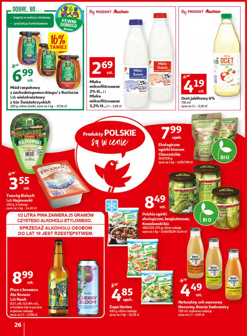 Gazetka promocyjna Auchan - Włoska kuchnia jest w cenie Hipermarkety - ważna 05.05 do 11.05.2022 - strona 26 - produkty: Miód, Mleko, Mleko mikrofiltrowane, Ocet