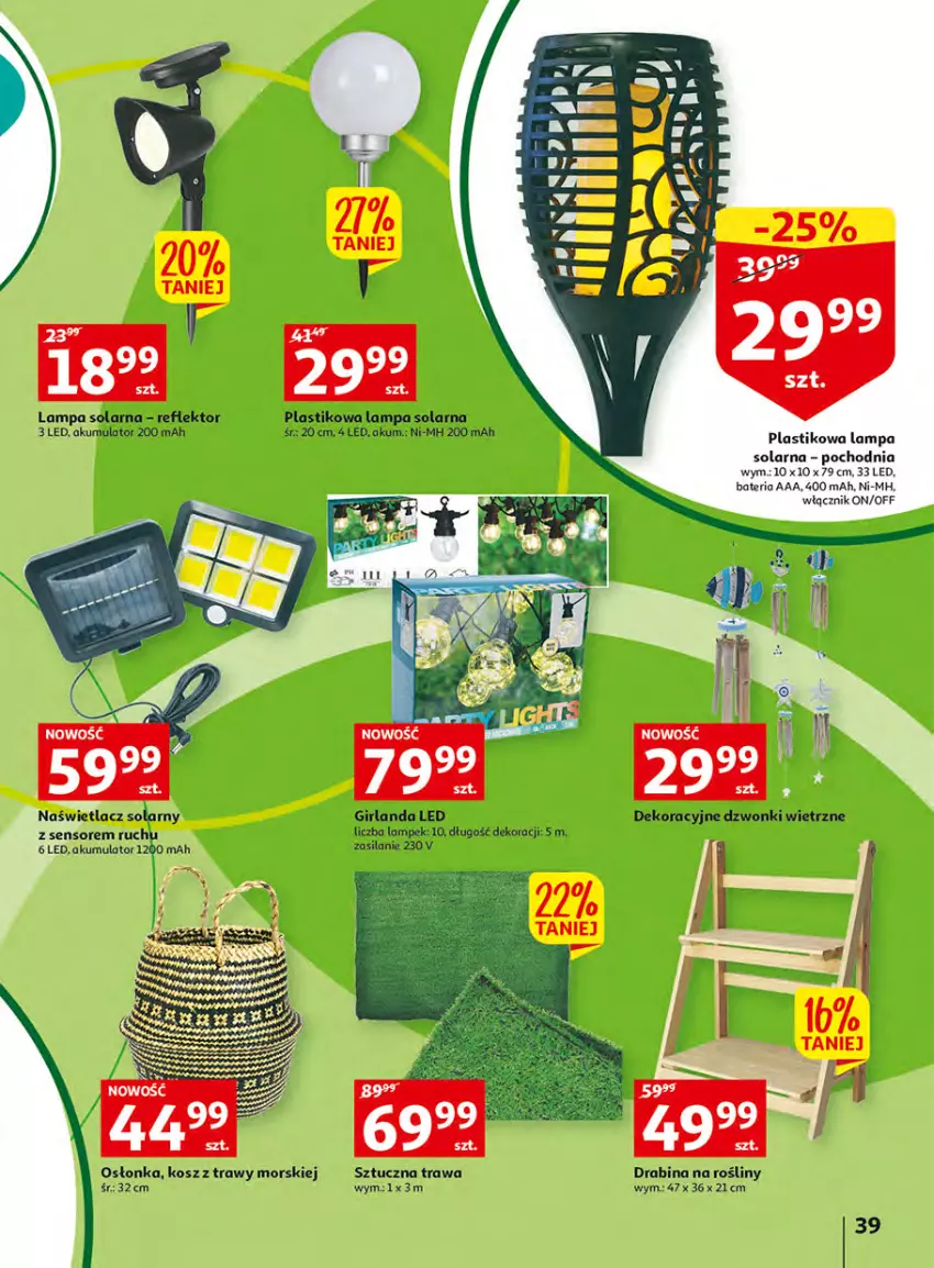 Gazetka promocyjna Auchan - Włoska kuchnia jest w cenie Hipermarkety - ważna 05.05 do 11.05.2022 - strona 39 - produkty: Akumulator, Drabina, Girlanda, Kosz, Lampa, Osłonka, Reflektor, Silan