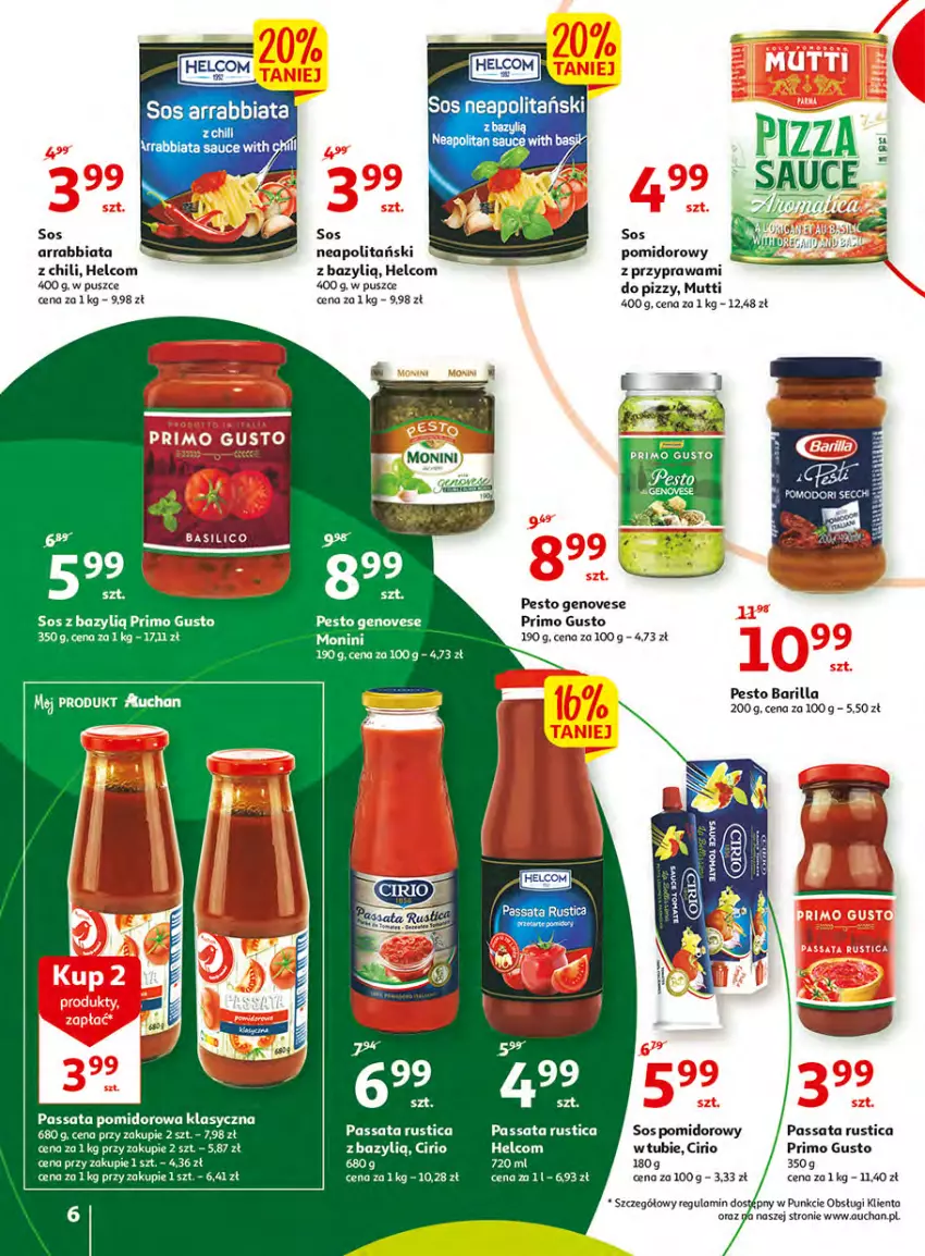 Gazetka promocyjna Auchan - Włoska kuchnia jest w cenie Hipermarkety - ważna 05.05 do 11.05.2022 - strona 6 - produkty: Barilla, Bazyl, EPEE, HELCOM, Pesto, Rust, Sos, Sos pomidorowy