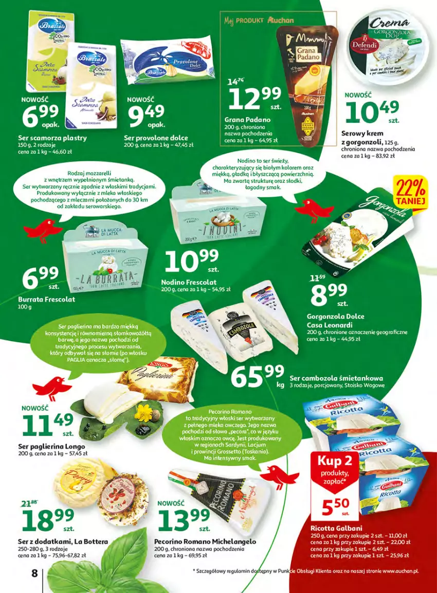 Gazetka promocyjna Auchan - Włoska kuchnia jest w cenie Hipermarkety - ważna 05.05 do 11.05.2022 - strona 8 - produkty: Fresco, Gra, Leon, Pecorino, Por, Scamorza, Ser, Tera