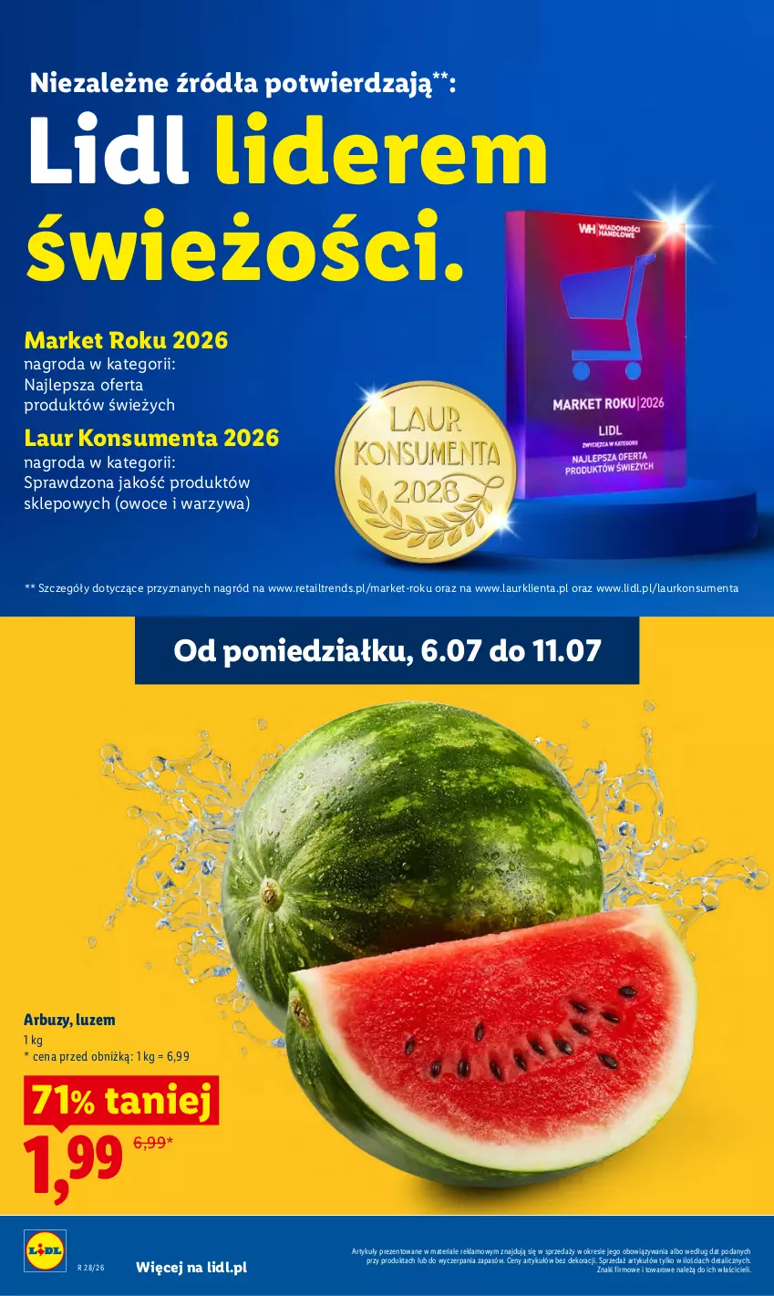 Gazetka promocyjna Lidl - Gazetka ważna od 6.07 do 8.07 - ważna 06.07 do 08.07.2026 - strona 32 - produkty: Arbuz, Laur, Owoce, Warzywa