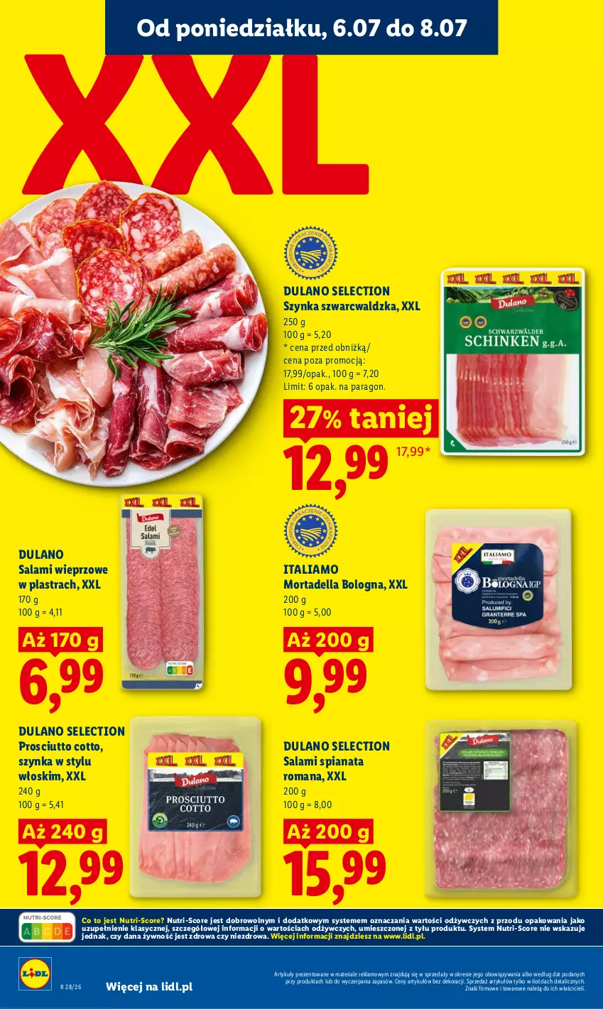 Gazetka promocyjna Lidl - Gazetka ważna od 6.07 do 8.07 - ważna 06.07 do 08.07.2026 - strona 42 - produkty: Dell, Dulano, Mortadella, Prosciutto, Salami, Szynka