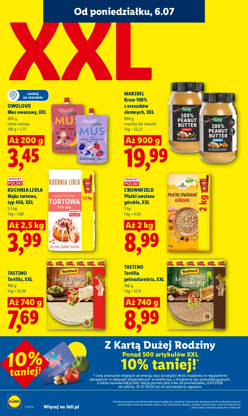 Gazetka promocyjna Lidl - Gazetka ważna od 6.07 do 8.07 - ważna 06.07 do 08.07.2026 - strona 46 - produkty: Kuchnia, Mąka, Mąka tortowa, Mus, Płatki owsiane, Tortilla
