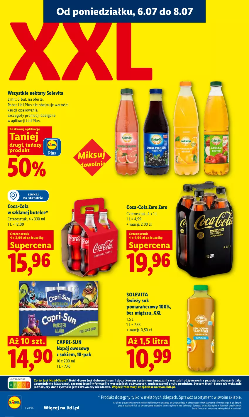 Gazetka promocyjna Lidl - Gazetka ważna od 6.07 do 8.07 - ważna 06.07 do 08.07.2026 - strona 48 - produkty: Coca-Cola, Napój, Nektar, Sok, Sok pomarańczowy