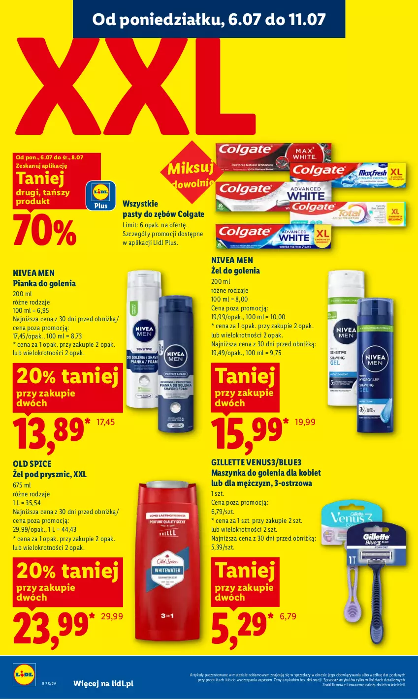 Gazetka promocyjna Lidl - Gazetka ważna od 6.07 do 8.07 - ważna 06.07 do 08.07.2026 - strona 58 - produkty: Colgate, Gillette, Gillette Venus, LG, Maszynka, Maszynka do golenia, Nivea, Nivea Men, Old Spice, Pianka do golenia, Szynka, Venus