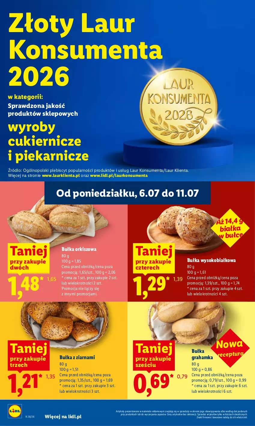 Gazetka promocyjna Lidl - Gazetka ważna od 6.07 do 8.07 - ważna 06.07 do 08.07.2026 - strona 60 - produkty: Bułka, Cukier, Gra, Laur, Sok