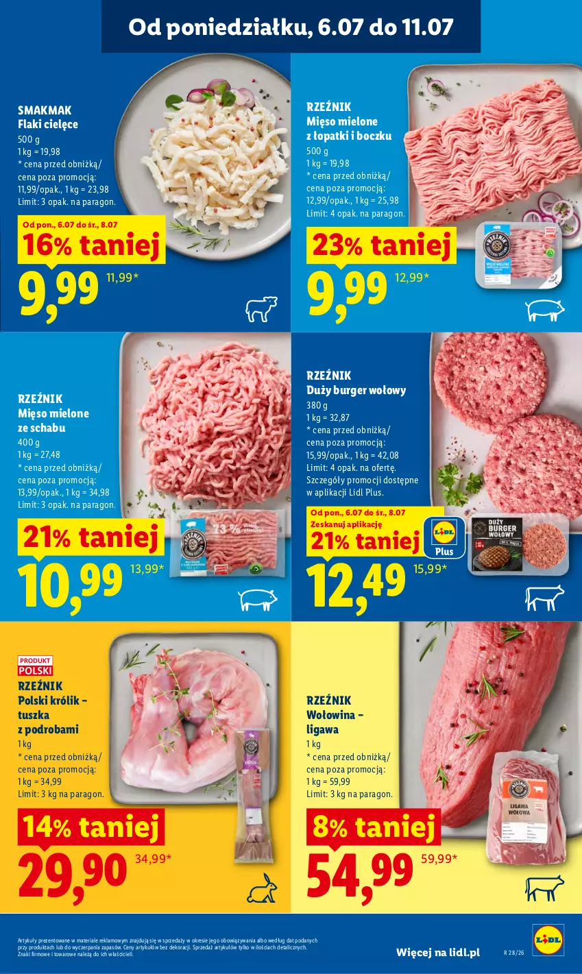 Gazetka promocyjna Lidl - Gazetka ważna od 6.07 do 8.07 - ważna 06.07 do 08.07.2026 - strona 65 - produkty: Burger, Flaki, Królik, Mięso, Mięso mielone, Tusz, Wołowina