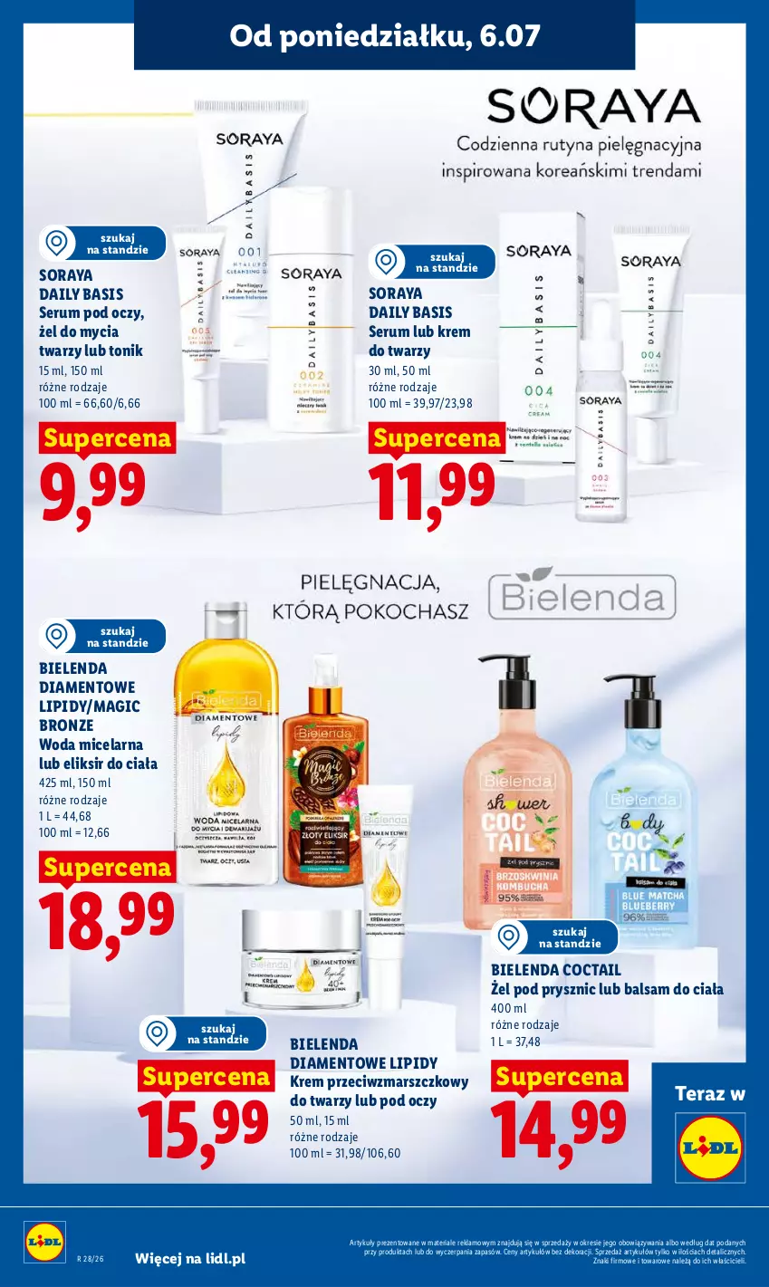 Gazetka promocyjna Lidl - Gazetka ważna od 6.07 do 8.07 - ważna 06.07 do 08.07.2026 - strona 86 - produkty: Balsam do ciała, Bielenda, Krem do twarzy, Krem przeciwzmarszczkowy, Mars, Rum, Ser, Serum, Serum pod oczy, Tera, Tonik, Woda, Woda micelarna