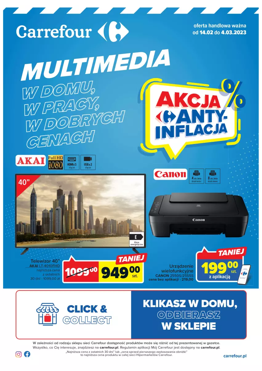 Gazetka promocyjna Carrefour - Gazetka Multimedia w dobrych cenach - ważna 14.02 do 04.03.2023 - strona 1 - produkty: Canon, Telewizor, Urządzenie wielofunkcyjne