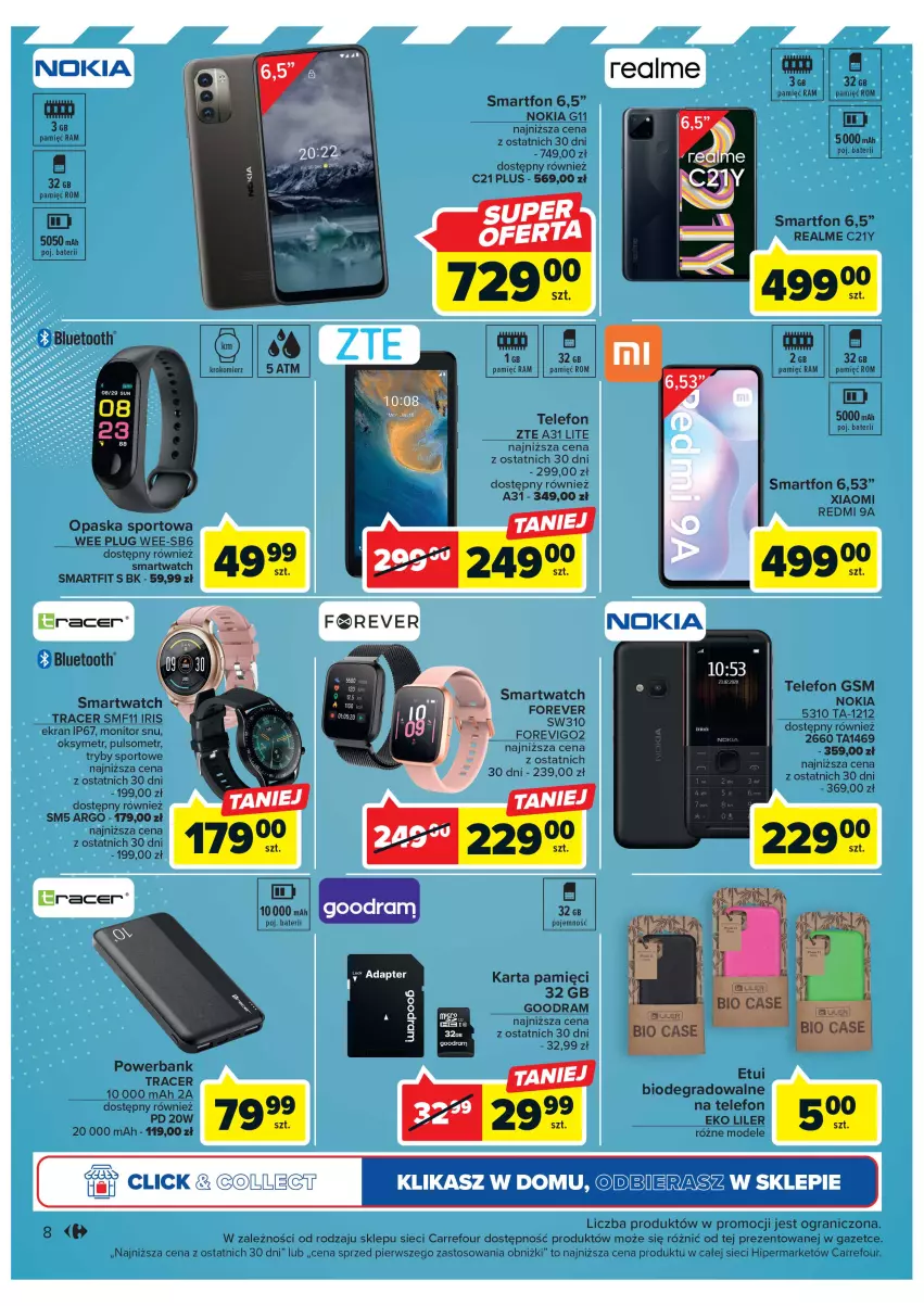 Gazetka promocyjna Carrefour - Gazetka Multimedia w dobrych cenach - ważna 14.02 do 04.03.2023 - strona 10 - produkty: Acer, Fa, Gra, Karta pamięci, Krokomierz, Monitor, Nokia, Opaska, Por, Powerbank, Smartfon, Smartwatch, Sport, Telefon