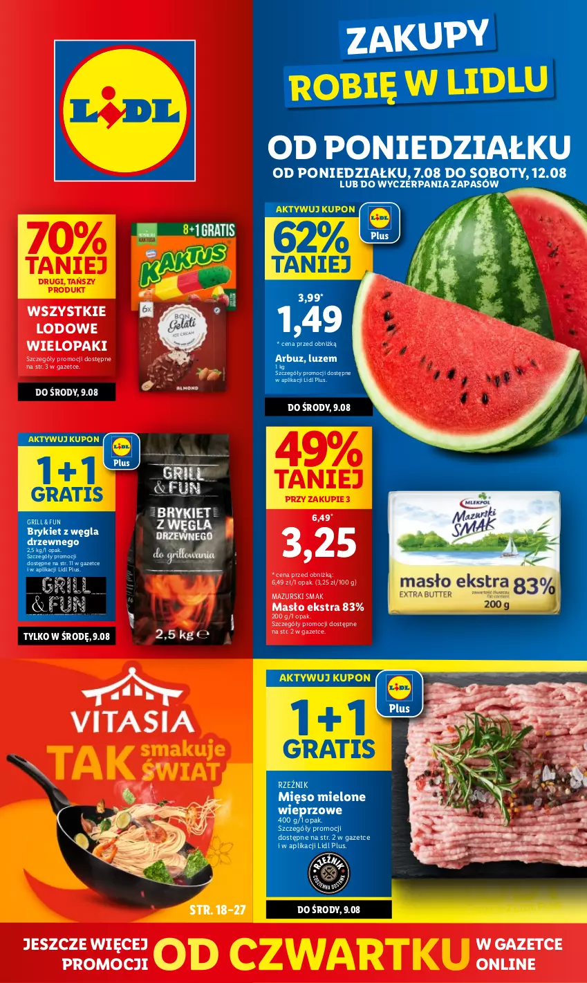 Gazetka promocyjna Lidl - GAZETKA - ważna 07.08 do 12.08.2023 - strona 1 - produkty: Arbuz, Gra, Grill, Masło, Mięso, Mięso mielone