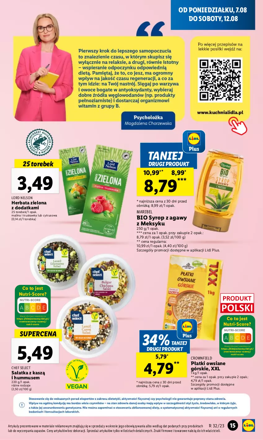 Gazetka promocyjna Lidl - GAZETKA - ważna 07.08 do 12.08.2023 - strona 31 - produkty: Herbata, Hummus, Mus, Płatki owsiane, Sałat, Sałatka, Syrop, Torebka, Wazon