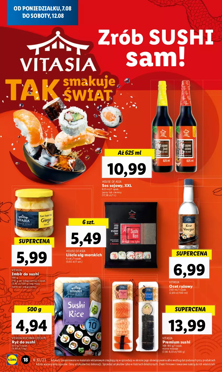 Gazetka promocyjna Lidl - GAZETKA - ważna 07.08 do 12.08.2023 - strona 34 - produkty: House of Asia, Imbir, Kuchnia, LG, Ocet, Ocet ryżowy, Ryż, Ryż do sushi, Sos, Sos sojowy, Sushi