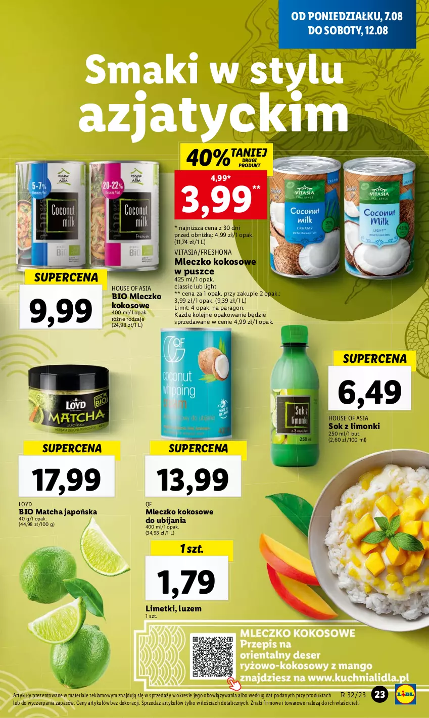 Gazetka promocyjna Lidl - GAZETKA - ważna 07.08 do 12.08.2023 - strona 39 - produkty: House of Asia, Kokos, Loyd, Mleczko, Olej, Sok