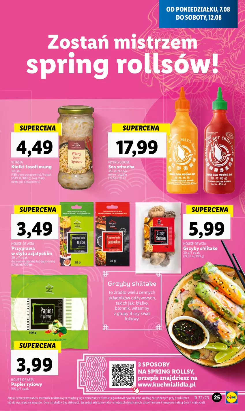 Gazetka promocyjna Lidl - GAZETKA - ważna 07.08 do 12.08.2023 - strona 41 - produkty: Fa, Fasoli mung, Grzyby, Grzyby shiitake, House of Asia, Kiełki, Papier, Papier ryżowy, Ryż, Sos