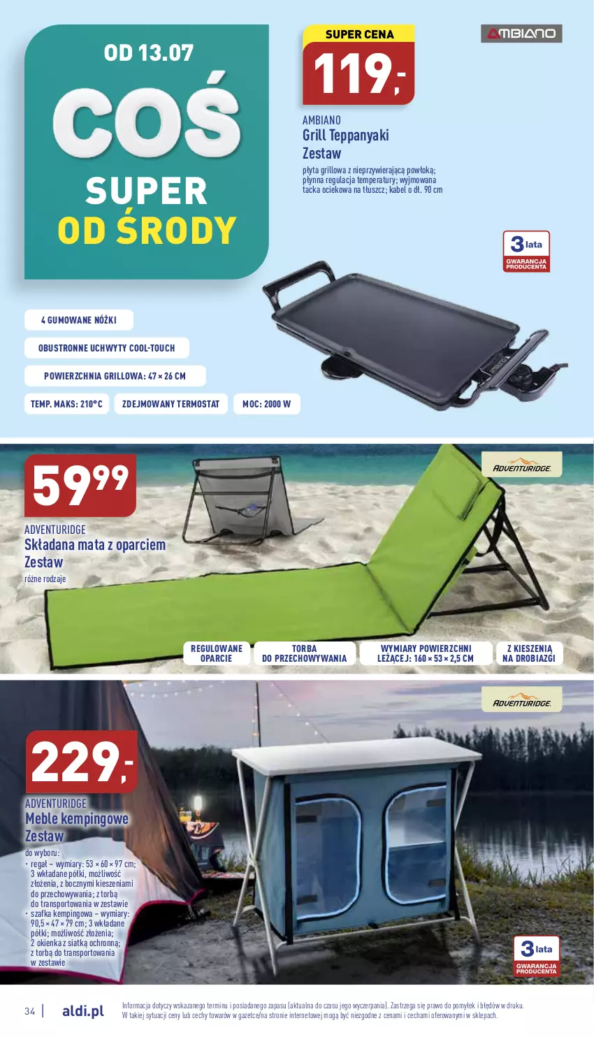 Gazetka promocyjna Aldi - Pełny katalog - ważna 11.07 do 16.07.2022 - strona 34 - produkty: Grill, Meble, Płyta, Por, Regał, Sport, Szafka, Termos, Torba, Tran, Uchwyty