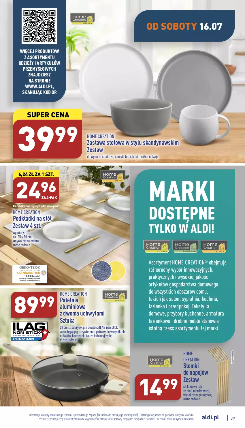 Gazetka promocyjna Aldi - Pełny katalog - ważna 11.07 do 16.07.2022 - strona 39 - produkty: Kuchnia, Meble, Patelnia, Podkład, Przybory kuchenne, Słomki do napojów, Sok, Stół, Sypialnia, Talerz