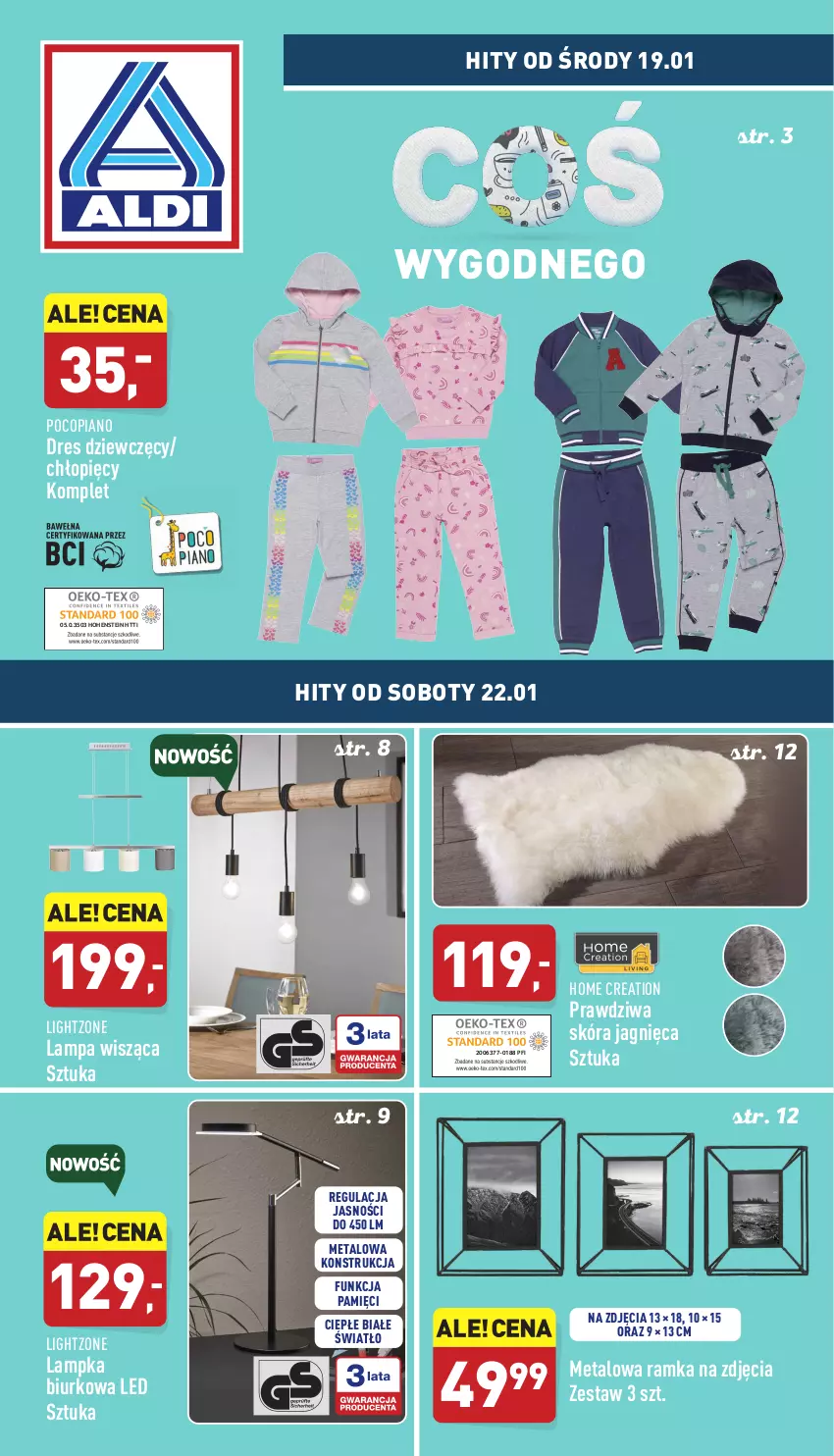 Gazetka promocyjna Aldi - Katalog Moda i Dom - ważna 19.01 do 22.01.2022 - strona 1 - produkty: Biurko, Dres, Lampa, Lampa wisząca, Pocopiano, Ramka