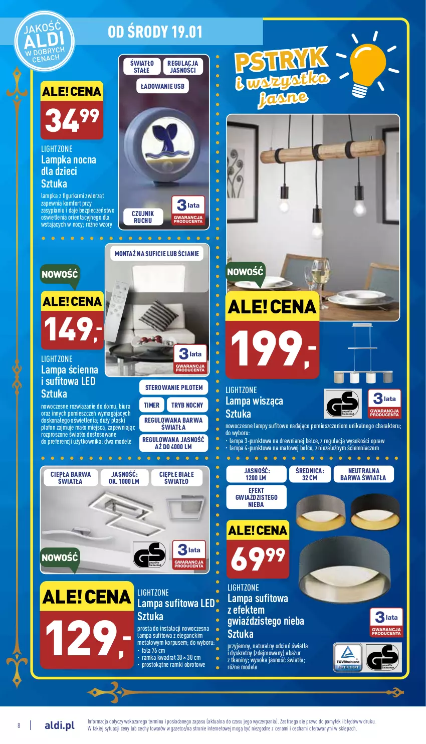 Gazetka promocyjna Aldi - Katalog Moda i Dom - ważna 19.01 do 22.01.2022 - strona 8 - produkty: Cień, Dzieci, Fa, Kret, Lampa, Lampa ścienna, Lampa sufitowa, Lampa wisząca, Piec, Plafon, Ramka, Sok