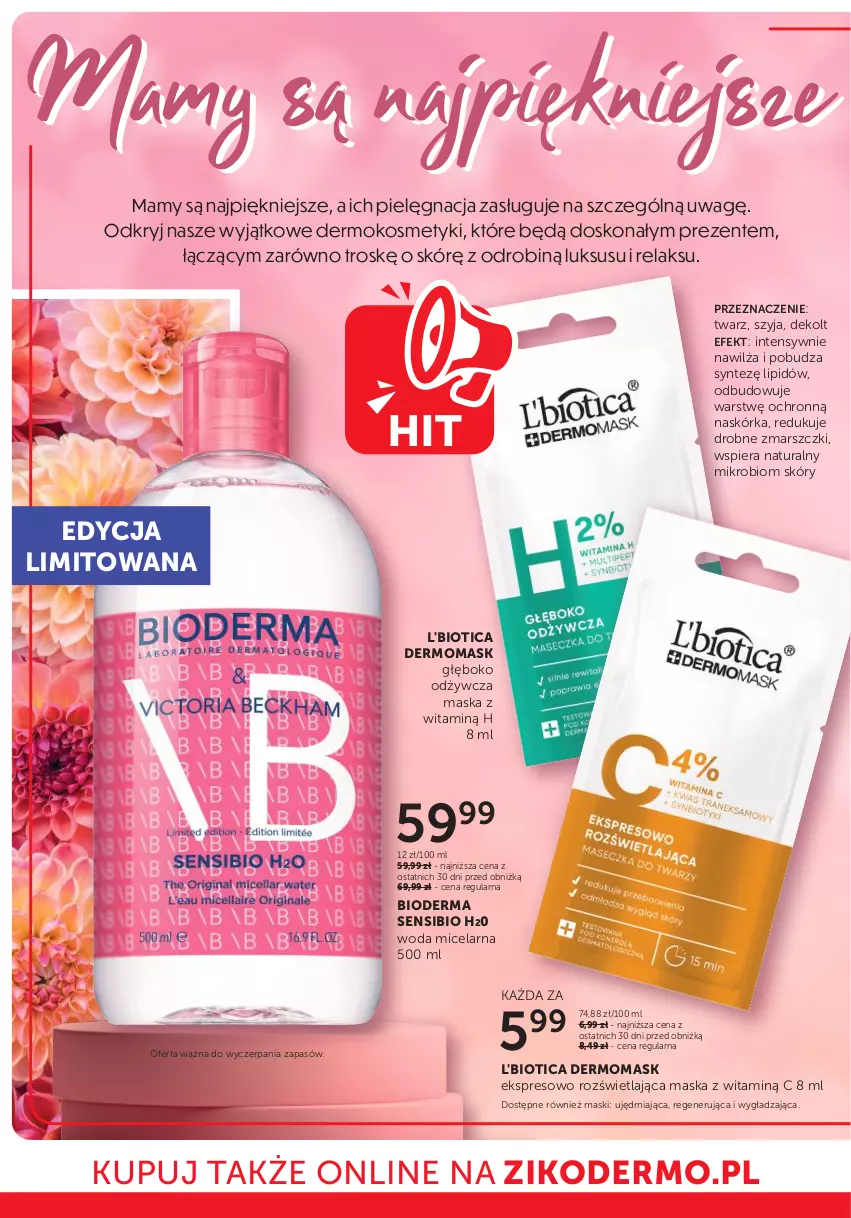 Gazetka promocyjna Ziko - Gazetka Ziko Dermo - ważna 15.05 do 28.05.2025 - strona 12 - produkty: Bioderma, L'Biotica, Mars, Maska, Woda, Woda micelarna