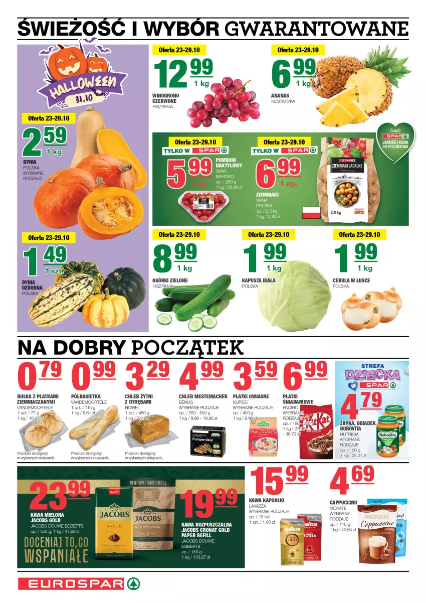 Gazetka promocyjna Spar - EuroSpar - ważna 20.10 do 30.10.2024 - strona 2 - produkty: Ananas, Bagietka, BoboVita, Bułka, Cappuccino, Cebula, Chleb, Cif, Danio, Fa, Jacobs, Kupiec, Piec, Płatki owsiane, Półbagietka, Sos, Wino, Ziemniaki