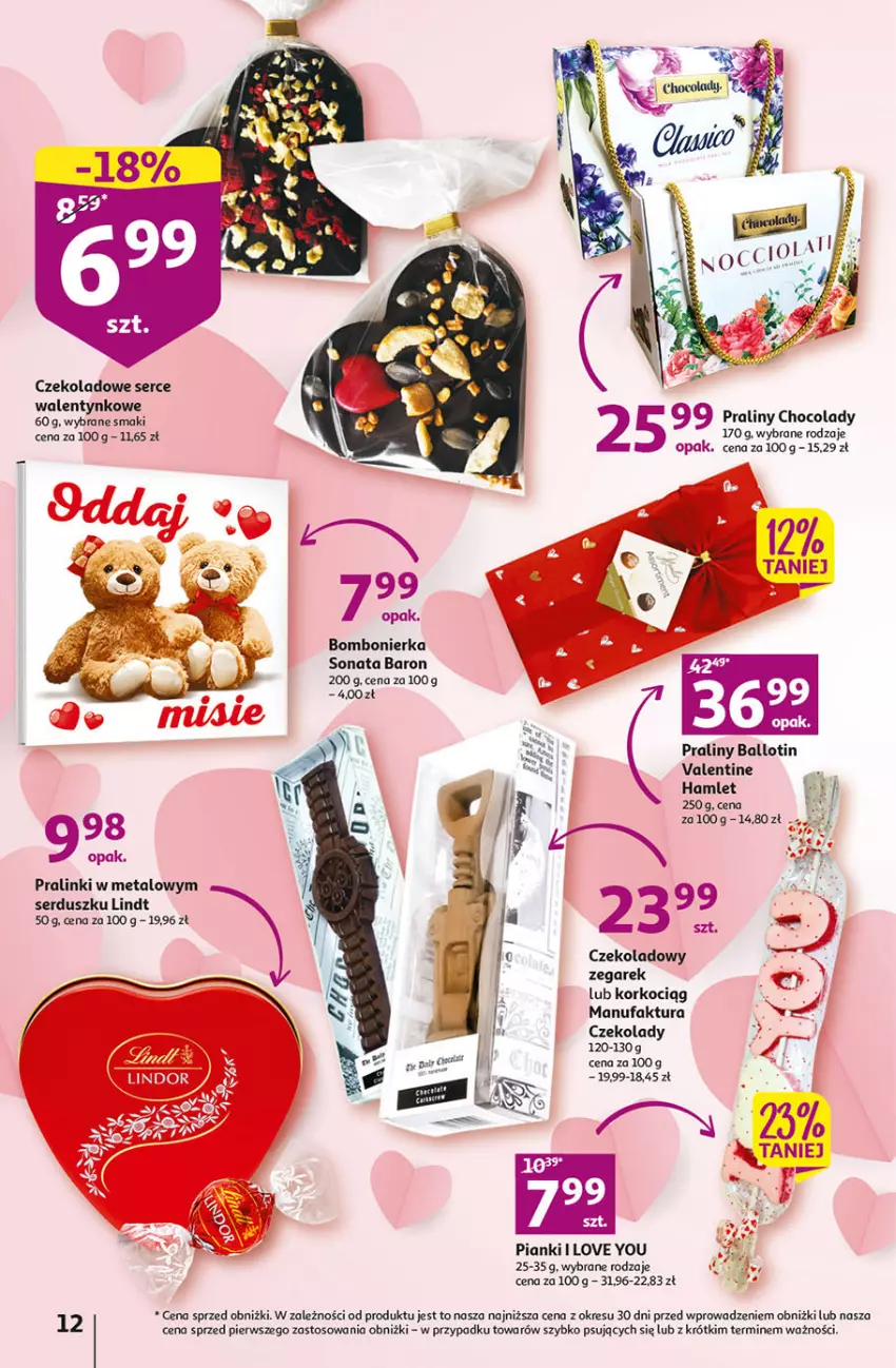 Gazetka promocyjna Auchan - Gazetka Koszyk Oszczędności Hipermarket Auchan - ważna 09.02 do 15.02.2023 - strona 12 - produkty: Fa, Koc, Korkociąg, Lindt, O nas, Praliny, Ser, Zegar, Zegarek