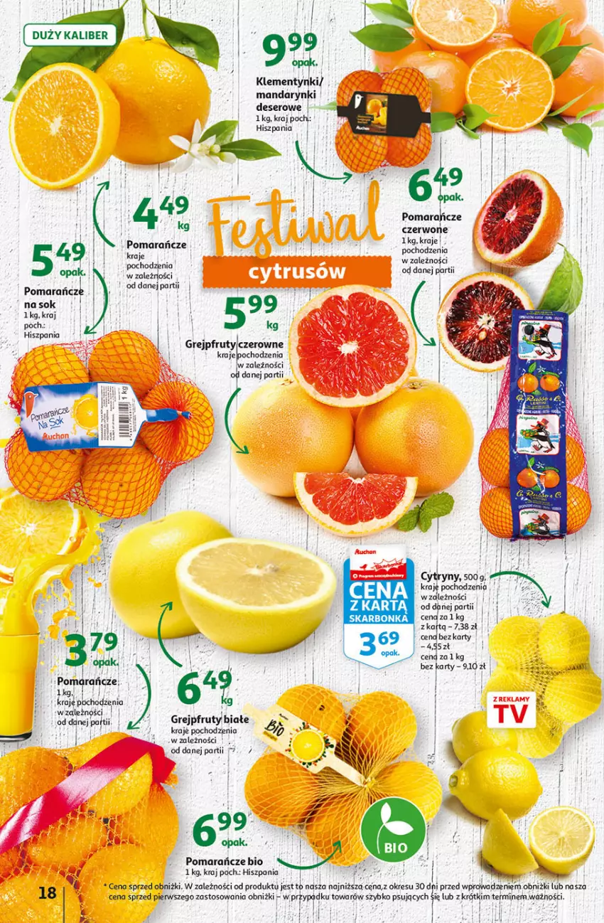 Gazetka promocyjna Auchan - Gazetka Koszyk Oszczędności Hipermarket Auchan - ważna 09.02 do 15.02.2023 - strona 18 - produkty: Deser, Grejpfrut, Koc, Mandarynki, O nas, Pomarańcze, Ser, Sok