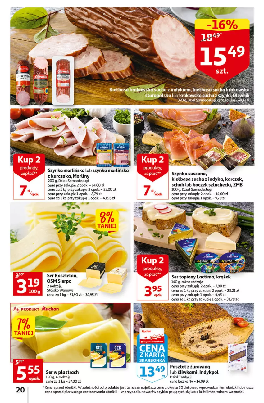 Gazetka promocyjna Auchan - Gazetka Koszyk Oszczędności Hipermarket Auchan - ważna 09.02 do 15.02.2023 - strona 20 - produkty: Boczek, Kasza, Kiełbasa, Kurczak, Morliny, O nas, Pasztet, Ser, Ser topiony, Szynka, Top