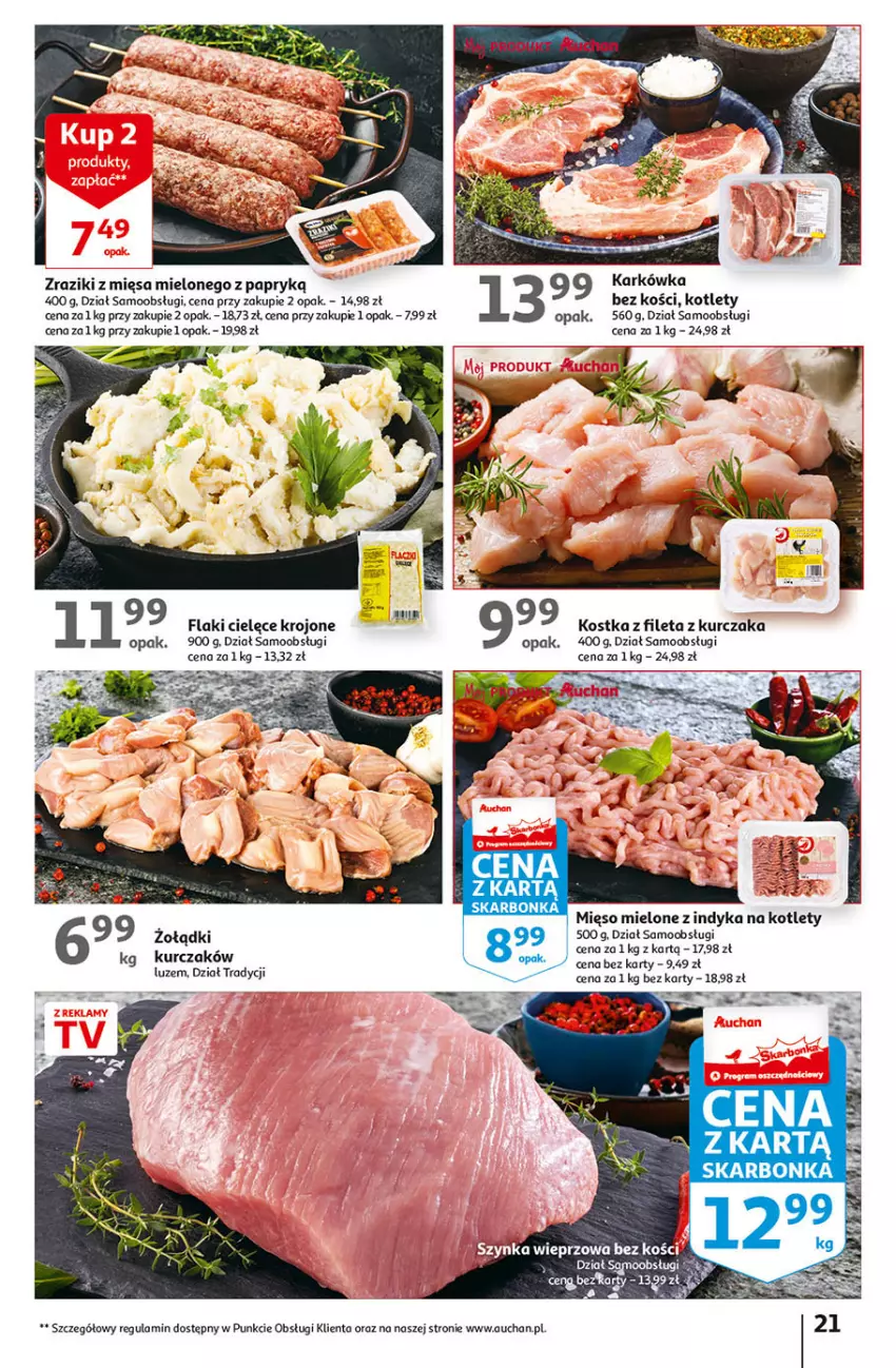 Gazetka promocyjna Auchan - Gazetka Koszyk Oszczędności Hipermarket Auchan - ważna 09.02 do 15.02.2023 - strona 21 - produkty: Flaki, Kotlet, Kurczak, Mięso, Mięso mielone