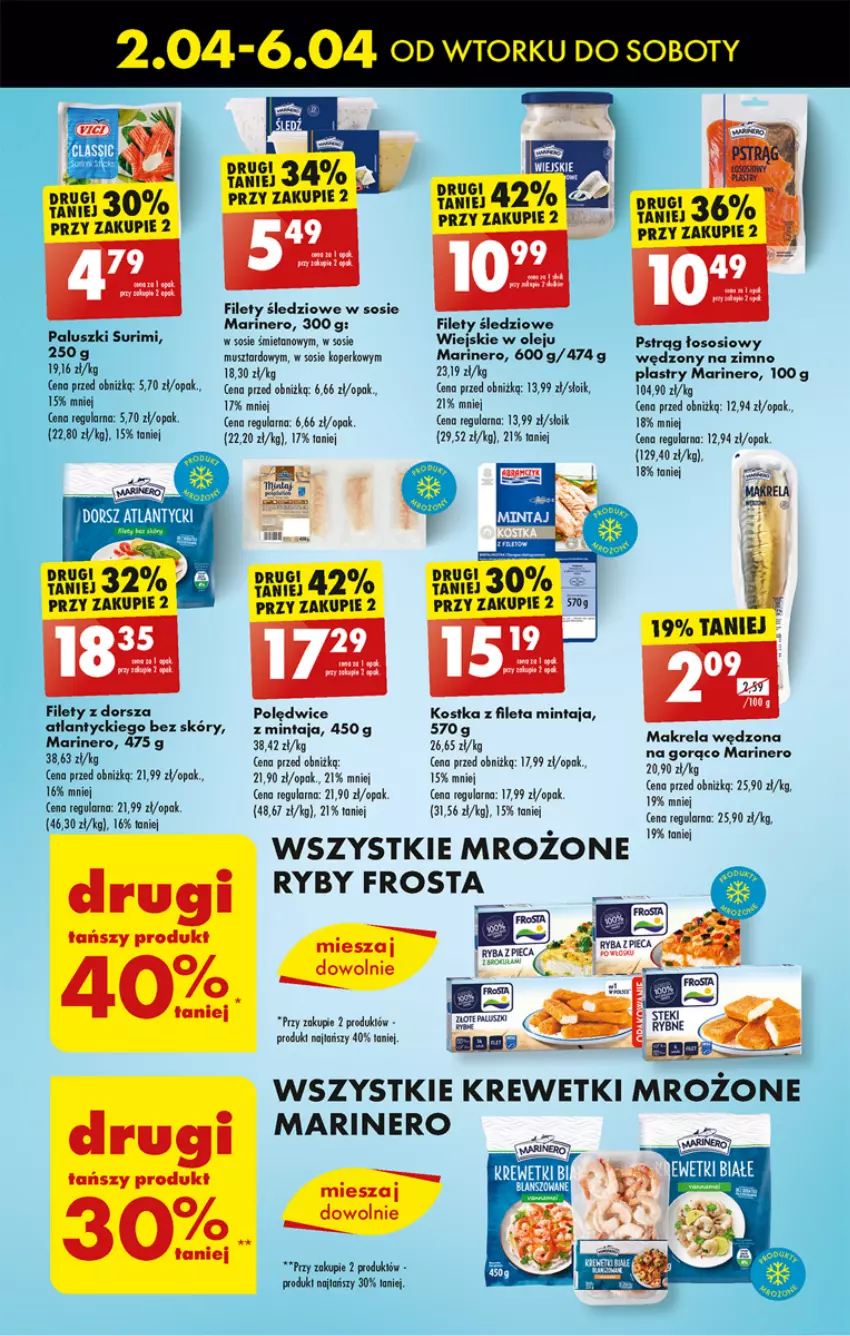 Gazetka promocyjna Biedronka - Od poniedzialku - ważna 08.04 do 13.04.2024 - strona 29 - produkty: Dorsz, Frosta, Krewetki, Mintaj, Mus, Olej, Piec, Pstrąg, Pstrąg łososiowy, Ryba, Sos, Surimi