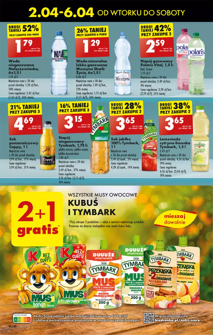 Gazetka promocyjna Biedronka - Od poniedzialku - ważna 08.04 do 13.04.2024 - strona 48 - produkty: Fa, Gra, Kubuś, Lemoniada, Limonka, Mars, Mus, Nałęczowianka, Napój, Sok, Szyna, Tymbark