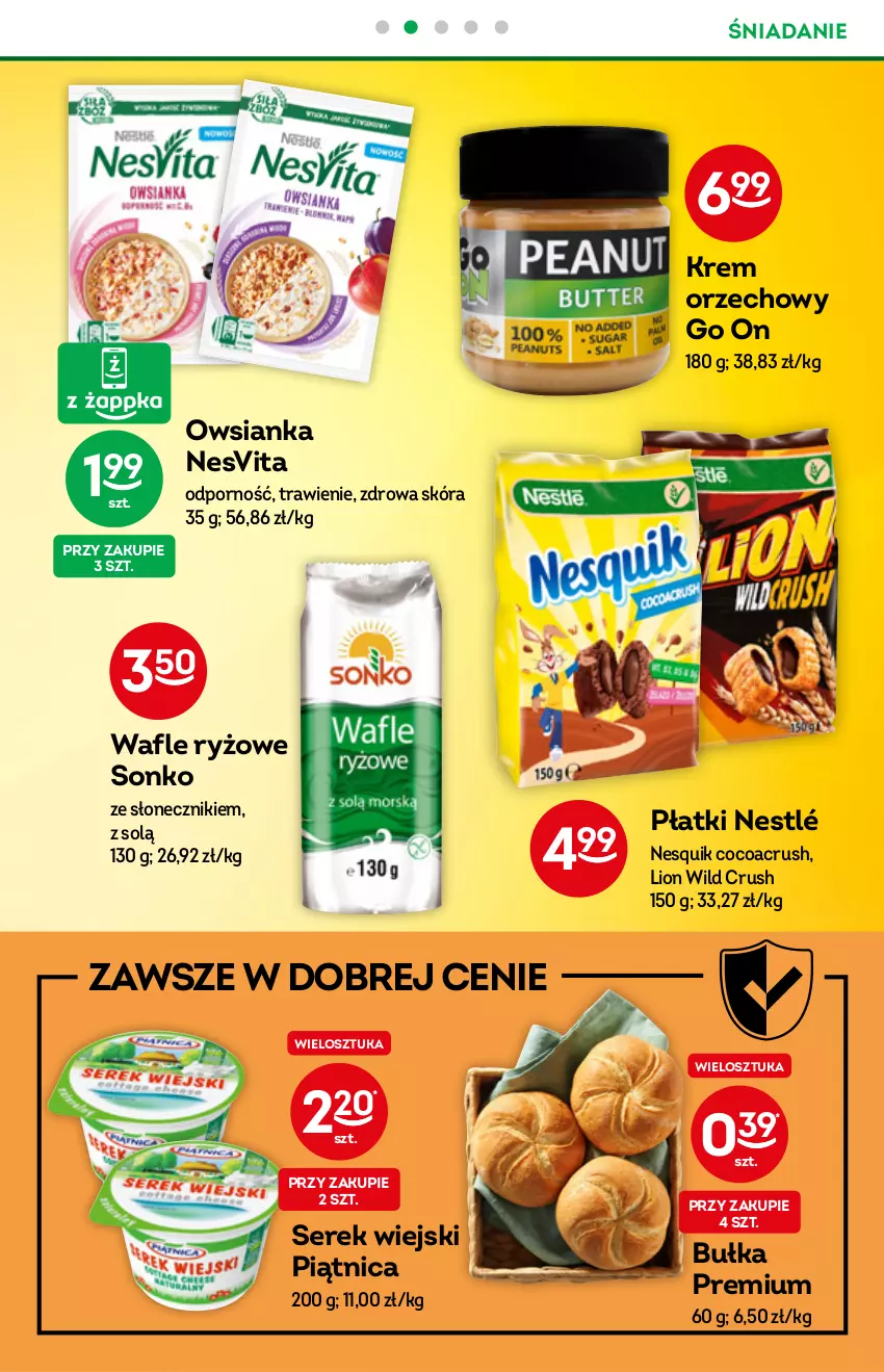 Gazetka promocyjna Żabka - ważna 10.11 do 23.11.2021 - strona 23 - produkty: Bułka, Krem orzechowy, Lion, Nesquik, Nestlé, Owsianka, Piątnica, Por, Ryż, Ser, Serek, Serek wiejski, Sonko, Wafle