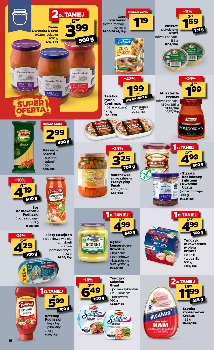 Gazetka promocyjna Netto - Oferta tygodnia - ważna 01.03 do 06.03.2021 - strona 10 - produkty: Bazyl, Gra, Graal, Kawa, Ketchup, Krakus, Kucharek, Kuskus, Makaron, Marchewka, Mus, Musztarda, Ogórki konserwowe, Olej, Pasztet, Prymat, Pudliszki, Sałat, Sałatka, Ser, Sos, Sos do makaronu, Szynka, Szynka konserwowa, Tuńczyk, Zupa