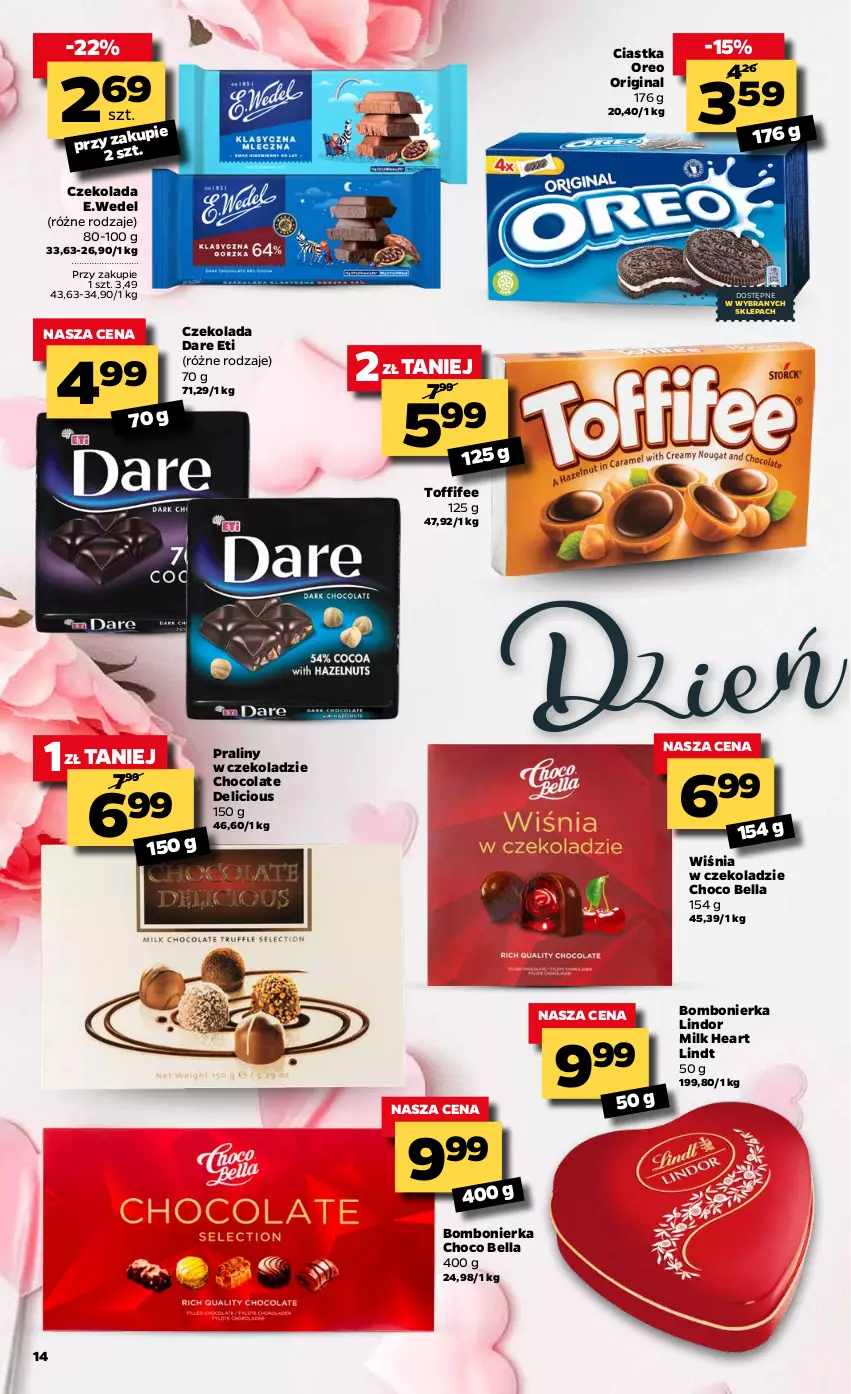 Gazetka promocyjna Netto - Oferta tygodnia - ważna 01.03 do 06.03.2021 - strona 14 - produkty: Bell, Bella, Ciastka, Czekolada, Gin, Lindor, Lindt, Oreo, Praliny, Toffifee