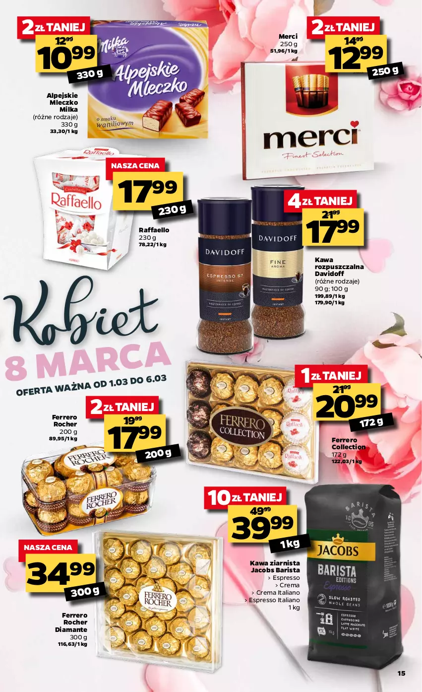 Gazetka promocyjna Netto - Oferta tygodnia - ważna 01.03 do 06.03.2021 - strona 15 - produkty: Davidoff, Diamant, Fa, Ferrero, Ferrero Rocher, Jacobs, Kawa, Kawa rozpuszczalna, Kawa ziarnista, Merci, Milka, Mleczko, Raffaello